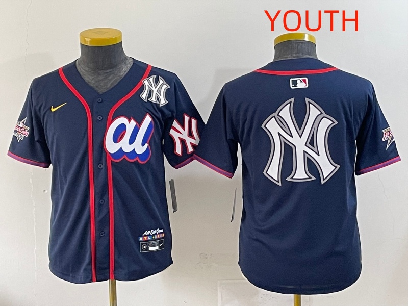 Youth 2025 New York Yankees Blank Drak Blue All star Blank Blue Nike MLB Jersey style 19->youth mlb jersey->Youth Jersey
